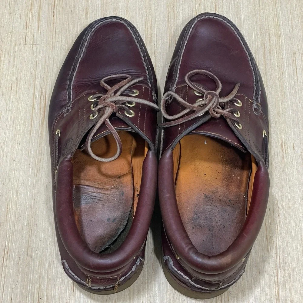Vtg Timberland Classic Leather Blucher Brown 3 Eye Lug Sole Shoes Mens 10 32026